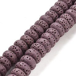 Slate Blue Natural Lava Rock Dyed Beads Strands, Rondelle, Slate Blue, 8x4.5mm, Hole: 1.6mm, about 43pcs/strand, 7.87 inch(20cm)
