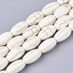 Linen Synthetic Turquoise Beads Strands, Oval, Linen, 14~14.5x9x8mm, Hole: 1mm, about 28pcs/strand, 15.7 inch