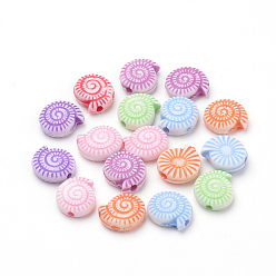 Mixed Color Craft Style Acrylic Beads, Shell, Mixed Color, 10.5x9.5x4mm, Hole: 1mm, about 1750pcs/500g