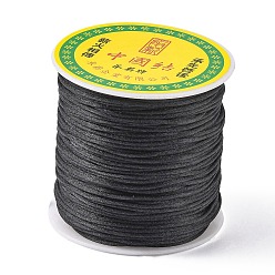 Noir Fil de nylon, corde de satin de rattail, noir, 1.0mm, environ 76.55 yards (70m)/rouleau