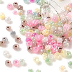 Mixed Color Glass Seed Beads, Ceylon, Round, Mixed Color, 4mm, Hole: 1mm