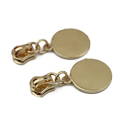 Light Gold #5 Alloy Zipper Puller, for Garment Bag Accessories, Round, Light Gold, 4.8x2.4cm