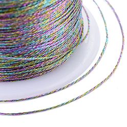 Coloré Fil métallique tressé en polyester, pour la fabrication de bracelets tressés et la broderie, colorées, 0.4mm, 6, environ 54.68 yards (50m)/rouleau