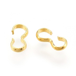 Golden Brass Quick Link Connectors, Chain Findings, Number 3 Shaped Clasps, Golden, 8.2x4x1mm