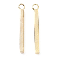 Real 24K Gold Plated 304 Stainless Steel Pendants, Bar Charm, Real 24K Gold Plated, 23x2x2mm, Hole: 1.8mm