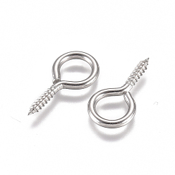 Stainless Steel Color 304 Stainless Steel Screw Eye Pin Peg Bails, For Half Drilled Beads, Stainless Steel Color, 17x8.5x1.5mm, Hole: 6mm, Pin: 1.8mm