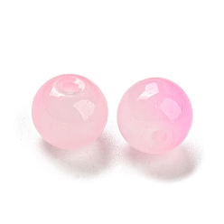 Rose Nacré Perles de verre de peinture par pulvérisation bicolore, imitation verre de jade, ronde, perle rose, 10mm, Trou: 1.8mm, 200 pcs /sachet 