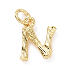 Letter N Brass Pendants, with Jump Ring, Golden, Letter Charm, Letter N, 12x9x2mm, Hole: 3mm