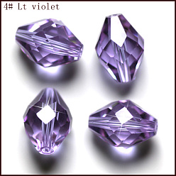 Lila Imitación perlas de cristal austriaco, aaa grado, facetados, bicono, lila, 10x13 mm, agujero: 0.9~1 mm