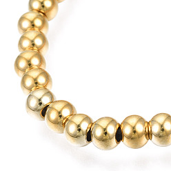 Real 18K Gold Plated 201 Stainless Steel Round Beaded Stretch Bracelet for Men Women, Real 18K Gold Plated, Inner Diameter: 2 inch(5.2cm), Beads: 5mm