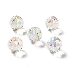 Clair Perles acryliques irisées arc-en-ciel à placage uv bicolore, citrouille, clair, 15.5x14.5~15mm, Trou: 2.7~2.8mm