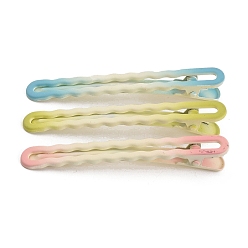 Mixed Color Oval Spray Painted Iron Alligator Hair Clips for Girls, Mixed Color, 12x80x12.5mm, 3pcs/crard