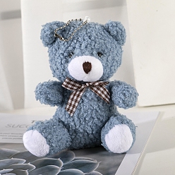 Steel Blue Cute Plush PP Cotton Bear Doll Pendant Decorations, with Alloy Findings, for Keychain Bag Hanging Decoration, Steel Blue, 10cm