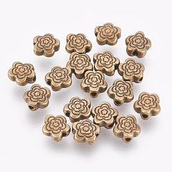 Bronze Antique Perles en alliage de style tibétain, fleur, bronze antique, sans plomb et sans cadmium, 6x6x3mm, Trou: 1mm