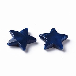 Prussian Blue Two Tone Acrylic Beads, Imitation Gemstone, Star, Prussian Blue, 20.5x22x4.5mm, Hole: 1mm, about 445pcs/500g