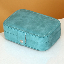 Cyan PU Leather with Lint Jewelry Storage Box, Travel Portable Jewelry Case, for Necklaces, Rings, Earrings and Pendants, Cyan, 16x11x5cm