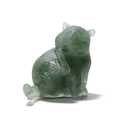 Aventurine Verte Décoration d'affichage de chat en résine, avec des éclats d'aventurine verte naturelle à l'intérieur des statues pour les décorations de bureau à domicile, 45x30x35mm