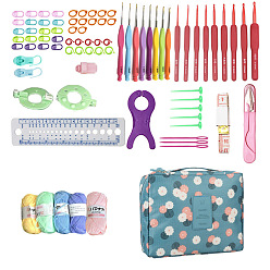 Mixed Color Sewing Tool Sets, including Stainless Steel Scissor, Yarn,Thimble, Tape Measure, Safety Pin, Zipper Storage Bag, Mixed Color, 220x170x80mm