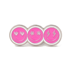 Smiling Face Alfileres de esmalte serie rosa, Broches de aleación en tono platino para ropa, mochila, mujer, cara sonriente, 14x35.5x1.5 mm