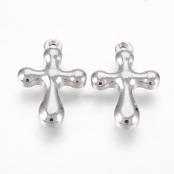 Stainless Steel Color 201 Stainless Steel Pendants, Cross, Stainless Steel Color, 21.5x14.5x4mm, Hole: 1.5mm