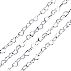 Stainless Steel Color 304 Stainless Steel Cross Chains, Decorative Heart Chains, Soldered, Stainless Steel Color, 4x0.5mm
