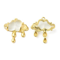 Clear Translucent Resin Pendants, Cloud Charms, with Rack Plating Real 18K Gold Plated Brass Findings, Long-Lasting Plated, Cadmium Free & Lead Free, Clear, 24.5x22.5x6mm, Hole: 1.6mm