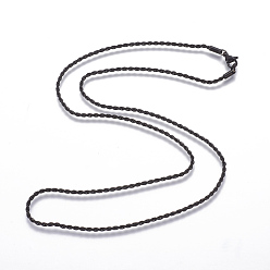Gunmetal 304 Stainless Steel Rope Chain Necklaces, with Lobster Claw Clasp, Gunmetal, 23.62 inch(60cm)