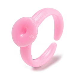 Rose Nacré Comme composants d'anneau de manchette ouvert en plastique, paramètres d'anneau de pad simples pour les enfants, plat rond, perle rose, taille us 1 3/4 (13 mm), Plateau: 8.5 mm