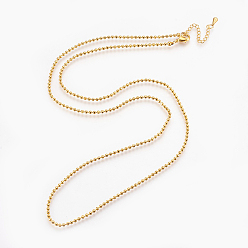 Golden Brass Ball Chain Necklace Making, with Alloy Lobster Claw Clasps and Alloy Extender Chains, Long-Lasting Plated, Golden, 29.9 inch(76cm), 2mm