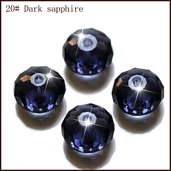 Темно-Синий Имитация Австрийские кристаллические шарики, класс AAA, граненые, рондель, темно-синий, 10x7 мм, отверстие : 0.9~1 мм