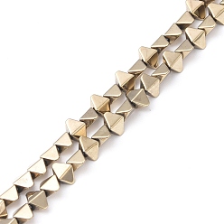 Antique Bronze Plated Electroplate Synthetic Non-magnetic Hematite Beads Strands, Faceted, Rhombus, Antique Bronze Plated, 6x4.5x3mm, Hole: 1mm, about 95pcs/strand, 15.98 inch(40.6cm)