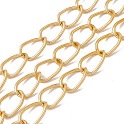 Golden Oval Oxidation Aluminum Curb Chains, Texture, Unwelded, with Spool, Golden, Link: 21.5x15.5x2mm, about 10m/roll