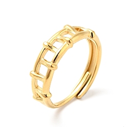 Золотой Ионное покрытие (ip) 304 регулируемое кольцо в форме ограждения из нержавеющей стали, полое кольцо для мужчин женщин, золотые, размер США 9 1/4 (19.1 мм)