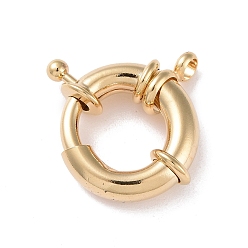 Real 24K Gold Plated Eco-friendly Brass Spring Ring Clasps, Cadmium Free & Lead Free, Long-Lasting Plated, Real 24K Gold Plated, 26x21.5x7.5mm, Hole: 4mm, Inner Diameter: 12mm