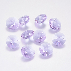 Violet Faceted Glass Rhinestone Charms, Imitation Austrian Crystal, Cone, Violet, 8x4mm, Hole: 1mm