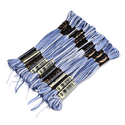 AceroAzul 10 ovillos 6 hilo de bordar de poliéster de varias capas, hilos de punto de cruz, segmento teñido, acero azul, 0.5 mm, aproximadamente 8.75 yardas (8 m) / madeja