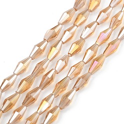 Peru Transparent Glass Beads, Bicone, AB Color Plated, Faceted, Peru, 8x4mm, Hole: 0.8mm, about 70pcs/strand, 20.47 inch(52cm)