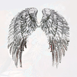 Silver Wing Glitter Cloth Patches, Computerized Embroidery Cloth Iron on/Sew on Patches, Costume Accessories, Silver, 205x100mm