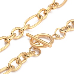 Золотой Ионное покрытие (ip) 304 ожерелья-цепочки Фигаро из нержавеющей стали, с Переключить застежками, золотые, 20.59 дюйм (52.3 см)