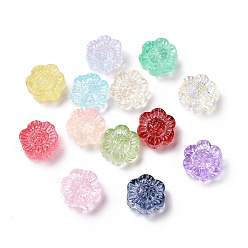 Mixed Color Transparent Spray Painted Glass Beads, Lotus, Mixed Color, 13x14x6mm, Hole: 1.2mm