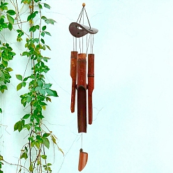 Chocolate Bamboo Tube Wind Chimes, Pendant Decorations, Chocolate, 750x100mm