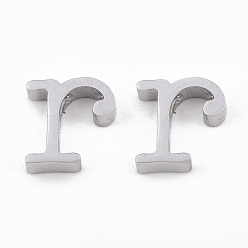 Letter R 304 Stainless Steel Pendants, Stainless Steel Color, Letter, Letter.R, 11.5x11x3mm, Hole: 1.8mm