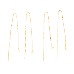 Золотой 925 нить серебристого серебра, длинная цепочка с кисточками и висячими серьгами-гвоздиками для женщин, золотые, 100 мм, штифты : 0.7 мм