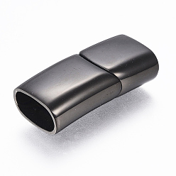 Gunmetal 304 Stainless Steel Magnetic Clasps with Glue-in Ends, Rectangle, Gunmetal, 29x14x8.5mm, Hole: 6~7x12mm