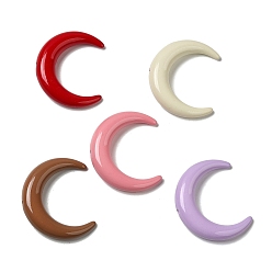 Couleur Mélangete Perles acryliques de peinture de cuisson opaque, lune, couleur mixte, 45.5x39x10mm, Trou: 3mm