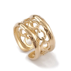 Настоящее золото 14K Ионное покрытие (ip) 304 манжеты из нержавеющей стали, кольцо с широкой полосой для женщин с полым элементом цепи, реальный 14 k позолоченный, 11 мм, внутренний диаметр: 16.6 мм