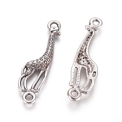 Antique Silver Alloy Links/Connectors, Lead Free and Cadmium Free, Giraffe, Antique Silver, 30x8x2mm, Hole: 2mm