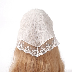 White Lace Triangular Scarf Headband, Sweet Girl Style Headscarf, White, 900x300mm