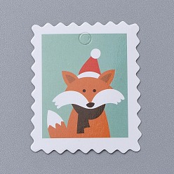 Colorful Fox Pattern Christmas Kraft Paper Tags, Gift Tags Hang Labels, for Arts Crafts Wedding Christmas Festival, Chocolate, 5x4x0.04cm, Hole: 4.5mm