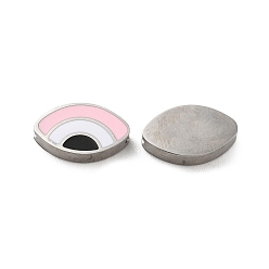 Pink 304 bolas de acero inoxidable, con esmalte, color acero inoxidable, ojo, rosa, 8x13.5x3 mm, agujero: 1.8 mm
